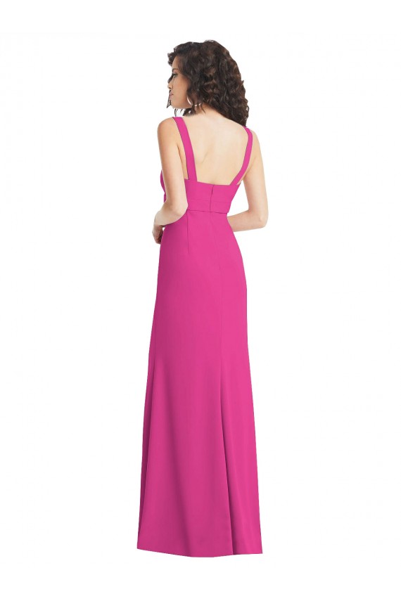 Outlet Trompette Col Carré Crêpe Stretch Longue Robes demoiselle d'honneur / Robes de bal