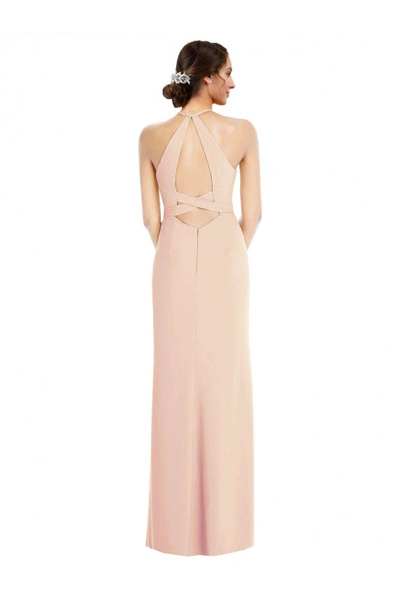 Outlet Trompette Licou Crêpe Stretch Longue Formelles Robes demoiselle d'honneur / Robes de soirée / Robes de bal