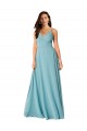 Outlet Turquoise Trapèze Col V Mousseline Longue Robes demoiselle d'honneur