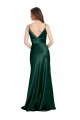 Outlet Vert Chasseur Fourreau Bretelles spaghetti Col V Satiné Stretch Longue Formelles Robes demoiselle d'honneur / Robes de soirée / Robes de bal
