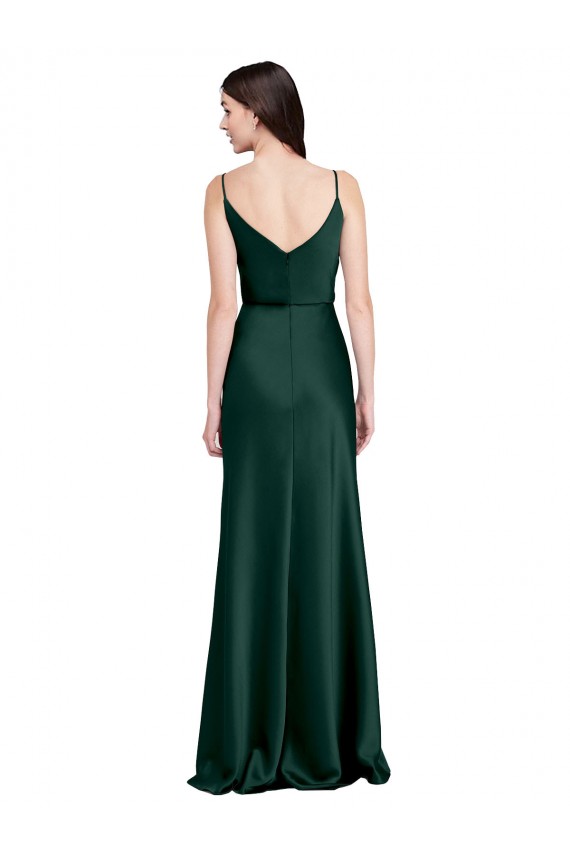 Outlet Vert Chasseur Fourreau Satiné Stretch Longue Formelles Robes demoiselle d'honneur / Robes de soirée / Robes de bal