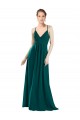 Outlet Vert Chasseur Trapèze Col V Mousseline Longue Robes demoiselle d'honneur