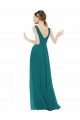 Outlet Vert Chasseur Trapèze Col V Mousseline Longue Robes demoiselle d'honneur