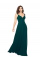Outlet Vert Chasseur Trapèze Col V Mousseline Longue Robes demoiselle d'honneur