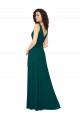 Outlet Vert Chasseur Trapèze Col V Mousseline Longue Robes demoiselle d'honneur