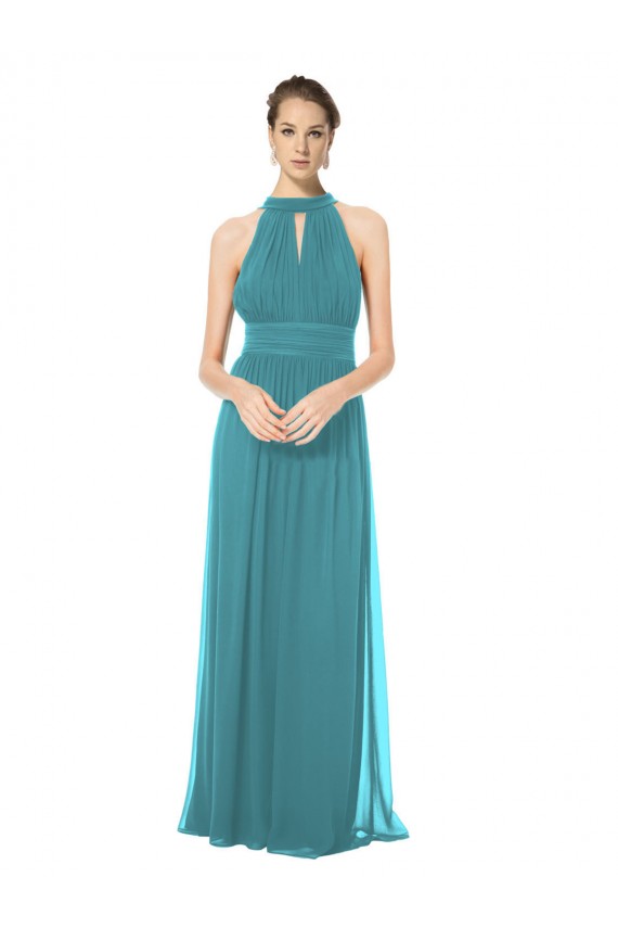 Outlet Vert Chasseur Trapèze Licou Mousseline Longue Robes demoiselle d'honneur