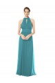 Outlet Vert Chasseur Trapèze Licou Mousseline Longue Robes demoiselle d'honneur