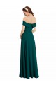Outlet Vert Chasseur Trapèze Épaule Dénudée Mousseline Longue Robes demoiselle d'honneur