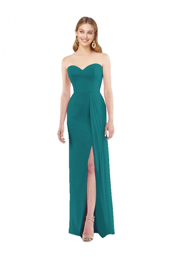 Outlet Vert Chasseur Trompette Sans bretelle Mousseline Longue Robes demoiselle d'honneur