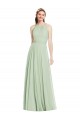 Outlet Vert Sauge Trapèze Licou Mousseline Longue Robes demoiselle d'honneur