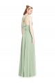 Outlet Vert Sauge Trapèze Licou Mousseline Longue Robes demoiselle d'honneur