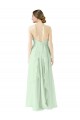 Outlet Vert Sauge Trapèze Licou Mousseline Longue Robes demoiselle d'honneur
