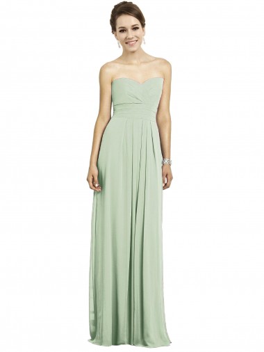 Outlet Vert Sauge Trapèze Mousseline Longue Robes demoiselle d'honneur