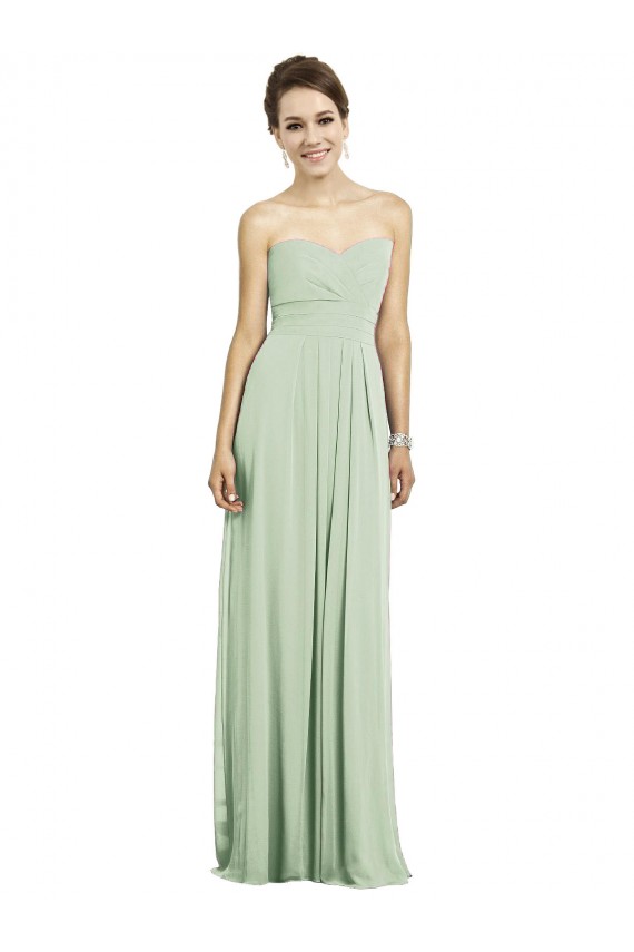 Outlet Vert Sauge Trapèze Mousseline Longue Robes demoiselle d'honneur