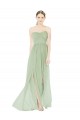 Outlet Vert Sauge Trapèze Sans bretelle Mousseline Longue Robes demoiselle d'honneur