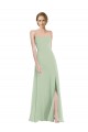 Outlet Vert Sauge Trapèze Scoop Mousseline Longue Robes demoiselle d'honneur