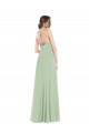 Outlet Vert Sauge Trapèze Scoop Mousseline Longue Robes demoiselle d'honneur