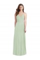 Outlet Vert Sauge Trompette Bretelles spaghetti Col V Mousseline Longue Robes demoiselle d'honneur