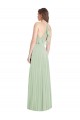 Outlet Vert Sauge Trompette Bretelles spaghetti Col V Mousseline Longue Robes demoiselle d'honneur