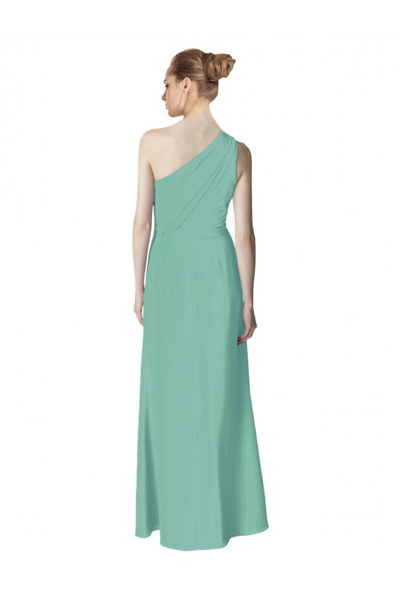 Outlet Vert de jade Trapèze Mousseline Longue Robes demoiselle d'honneur