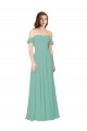 Outlet Vert de jade Trapèze Épaule Dénudée Mousseline Longue Robes demoiselle d'honneur