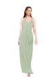 Outlet Vert fumée Fourreau Col V Mousseline Longue Robes demoiselle d'honneur