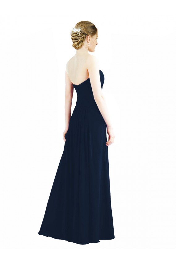 Outlet Vert fumée Trapèze Mousseline Longue Robes demoiselle d'honneur