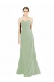 Outlet Vert fumée Trapèze Mousseline Longue Robes demoiselle d'honneur