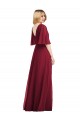 Outlet Vert fumée Trompette Col V Mousseline Longue Robes demoiselle d'honneur