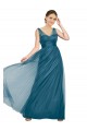 Outlet Vert sarcelle Trapèze Col V Tulle Longue Robes demoiselle d'honneur
