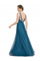 Outlet Vert sarcelle Trapèze Col V Tulle Longue Robes demoiselle d'honneur