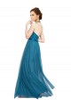 Outlet Vert sarcelle Trapèze Licou Col Haut Tulle Longue Robes demoiselle d'honneur