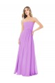 Outlet Violet Trapèze Sans bretelle Mousseline Longue Robes demoiselle d'honneur