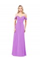 Outlet Violet Trapèze Épaule Dénudée Mousseline Longue Robes demoiselle d'honneur