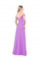 Outlet Violet Trapèze Épaule Dénudée Mousseline Longue Robes demoiselle d'honneur