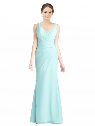 Outlet Waterfall Sirène Col V Mousseline Dentelle Longue Robes demoiselle d'honneur