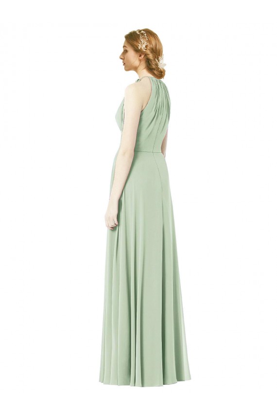Outlet Émeraude Trapèze Licou Mousseline Longue Robes demoiselle d'honneur